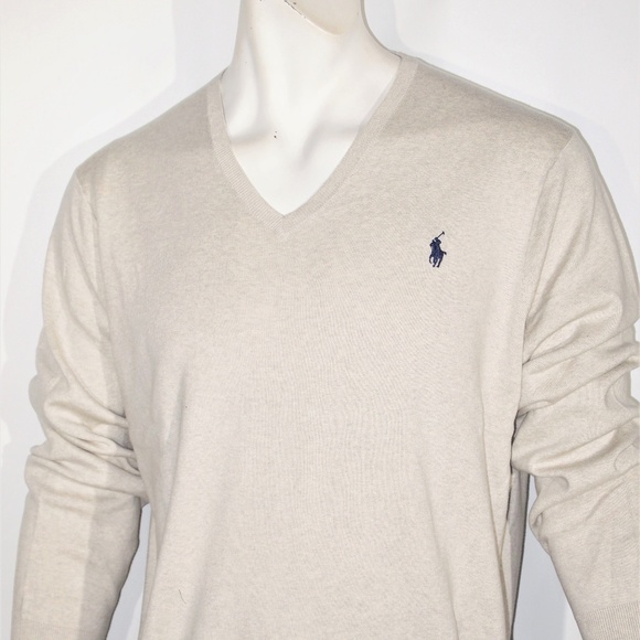 grey ralph lauren v neck sweater